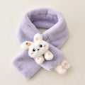 Thick Plush Scarf for Boys Girls Kids Scarf Bib Cute Cartoon Rabbit Faux Fur Neck Protection Warm Shawl Cross Winter 