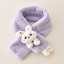 Thick Plush Scarf for Boys Girls Kids Scarf Bib Cute Cartoon Rabbit Faux Fur Neck Protection Warm Shawl Cross Winter 
