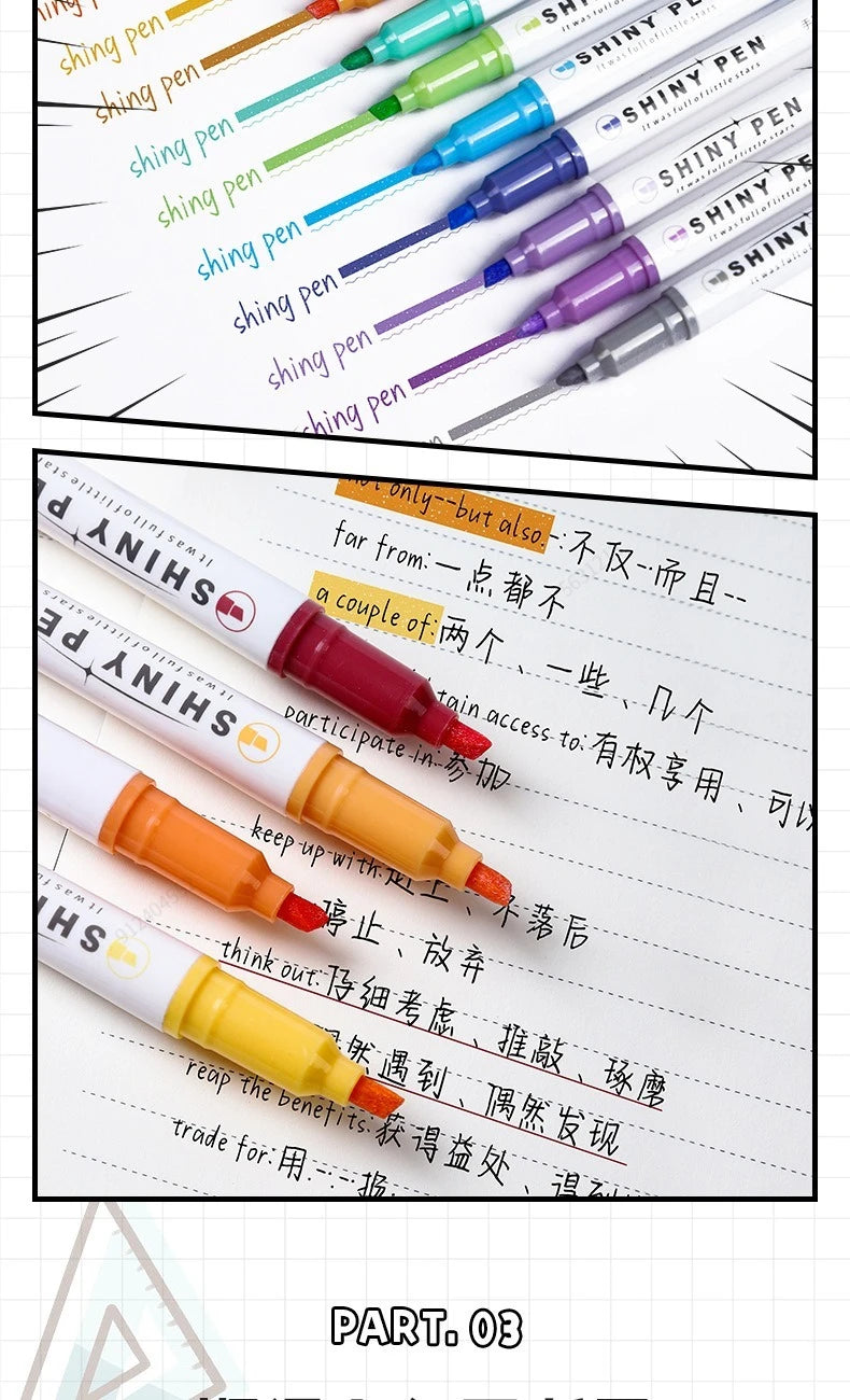 4 Colors/box Kawaii Glitter Highlighter Pen Pastel Fine Pastel Highlighter Marker Scrapbook Painted Stationery School Supplies