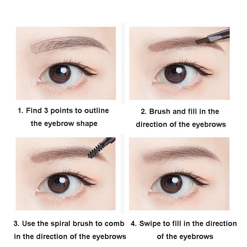 Waterproof Double-Headed Eyebrow Cosmetics Pencil 5 Colors Natural Long-Lasting Makeup Tattoo Paint for Eyebrows