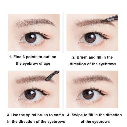 Waterproof Double-Headed Eyebrow Cosmetics Pencil 5 Colors Natural Long-Lasting Makeup Tattoo Paint for Eyebrows