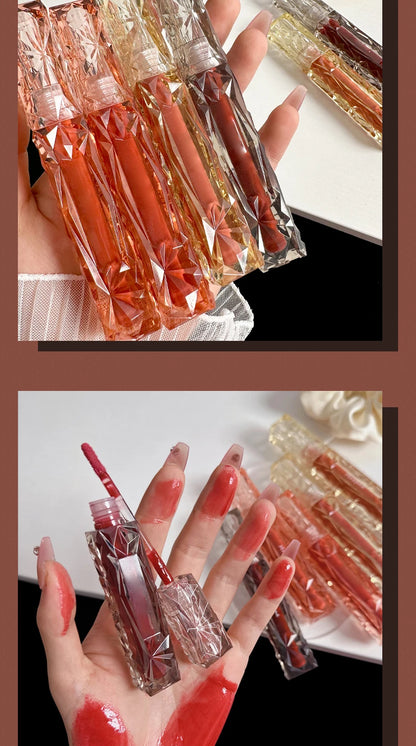Brillo de labios de larga duración, hidratante, fácil de teñir, resistente al agua, efecto espejo, cristal de agua, brillo de labios, color transparente, cosméticos