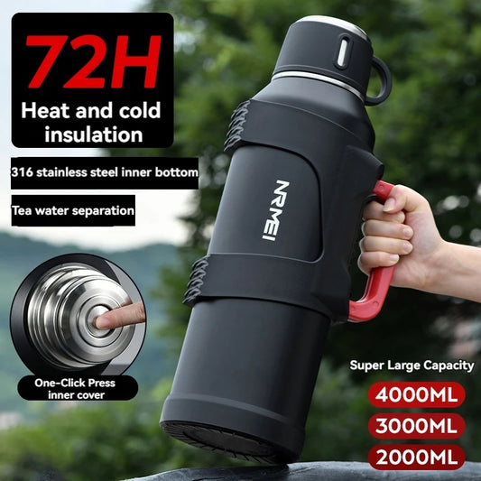 3L/4L Thermal Insulated Water Bottle Stainless Steel Hot Water Thermos Vacuum Flask Keep Cold And Hot Outdoor Drinkware