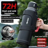 Botella de agua con aislamiento térmico de 3L/4L, termo de agua caliente de acero inoxidable, botella para beber al aire libre para mantener el frío y el calor