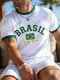 Summer New Brasil National Flag 3D Print T-shirt For Men Outdoor Sports Short-Sleeve Surfing O-neck Tees Casual Kids/Adult Tops