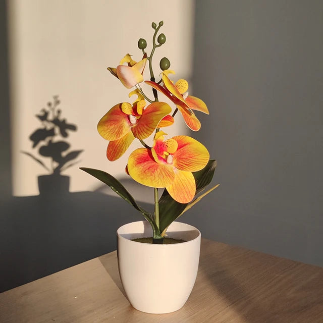 Simulado Orquídea Borboleta, Bonsai, Planta Em Vaso, Mesa, Mesa De Jantar, Escritório Em Casa, Vaso, Casamento, Decoração Do Quarto, Presente