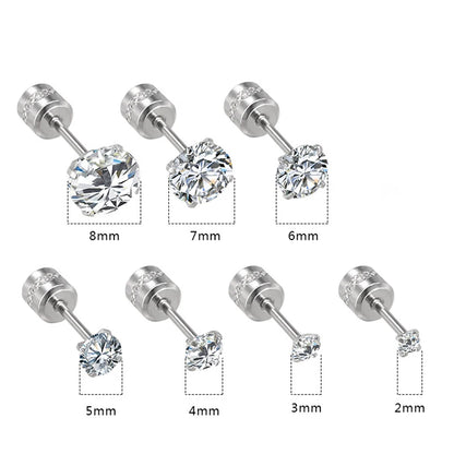 Brincos de cristal de aço inoxidável para homens e mulheres, sem brincos desvanecentes, jóias, 1 par