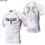 Camisetas deportivas de cuello alto para hombre, de secado rápido, para fitness, running, de manga corta, de compresión, informales, para ciclismo al aire libre, transpirables. 
