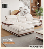 MINGDIBAO Premium Italian Genuine Leather Sofa Set for Living Room with Adjustable Headrests, Bluetooth Speaker, Wireless Charge