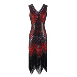 Vestido vintage Mandylandy para mujer, estilo retro de los años 20, estilo Gran Gatsby, con lentejuelas, sin mangas, para fiesta de baile, graduación y dobladillo con borlas.