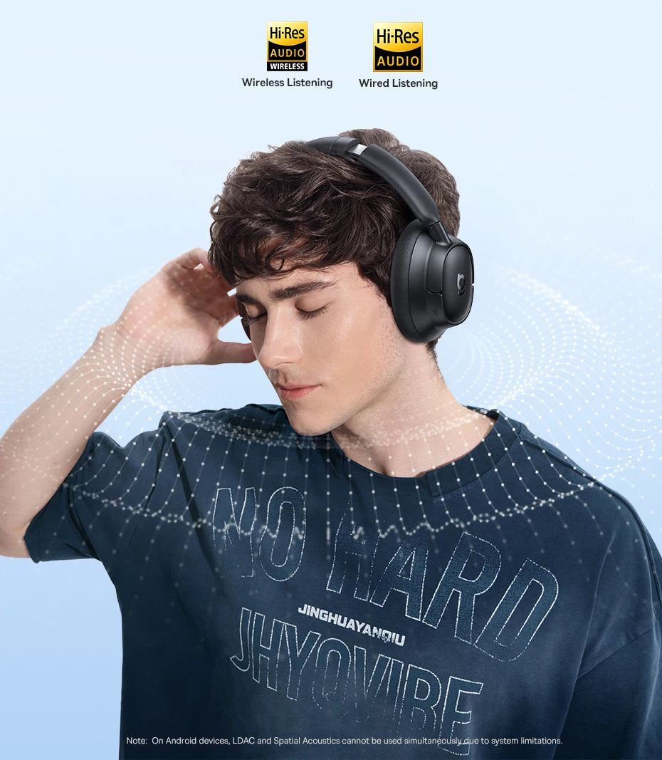 Fone de Ouvido Sem Fio Baseus EH10 NC ANC com Cancelamento de Ruído Híbrido Adaptativo de 45dB, Hi-Res LDAC, Bluetooth 6.0 e 80 Horas de Autonomia