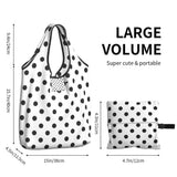 Custom Recycling Classic Black And White Polka Dot Shopping Bag Women Tote Bag Portable Grocery Shopper Bags