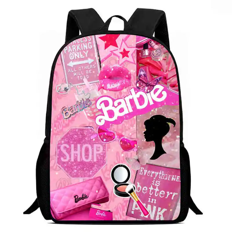 Mochila escolar infantil con diseño de Barbie y bolsas para el almuerzo y lápices para guardería, el mejor regalo para niños y niñas.