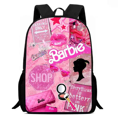 Mochila escolar infantil con diseño de Barbie y bolsas para el almuerzo y lápices para guardería, el mejor regalo para niños y niñas.