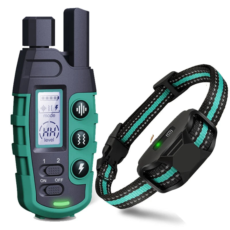 Collar de entrenamiento eléctrico para perros de 1000 m con control remoto, resistente al agua, para cachorros de 2,2 a 54 kg, con vibración y descarga eléctrica.