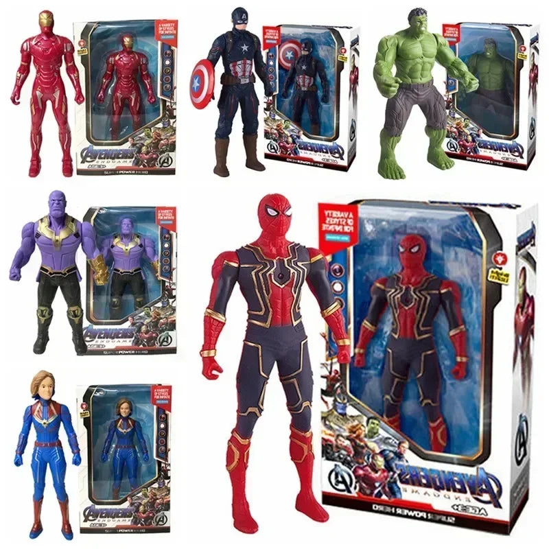 17cm Children Toys Marvel Anime Figures Spiderman Hulk Action Figure Iron Man Cartoon Kids Toy Christmas Gift Glow Doll Hobbies