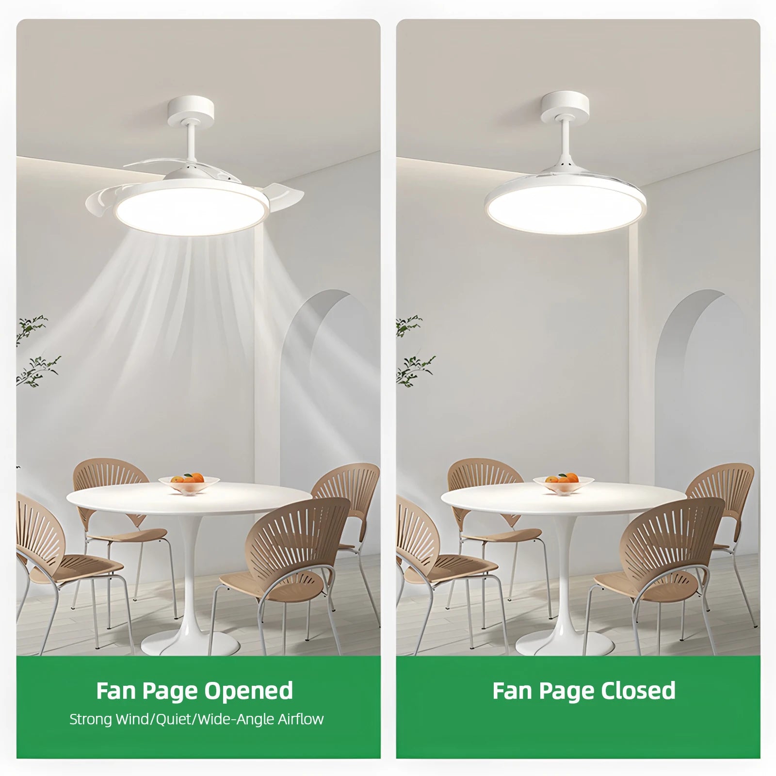 IRALAN Ceiling Lamp Fan Retractable Blades Smart with Remote Control Ceiling Fan with Light Energy Saving Led Living Room Light