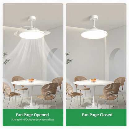 IRALAN Ceiling Lamp Fan Retractable Blades Smart with Remote Control Ceiling Fan with Light Energy Saving Led Living Room Light