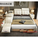 MINGDIBAO Massage Bed with Ultimate Comfort and Genuine Leather Multifunctional Frame - Bluetooth Speaker, Safe Air Cleaner, USB