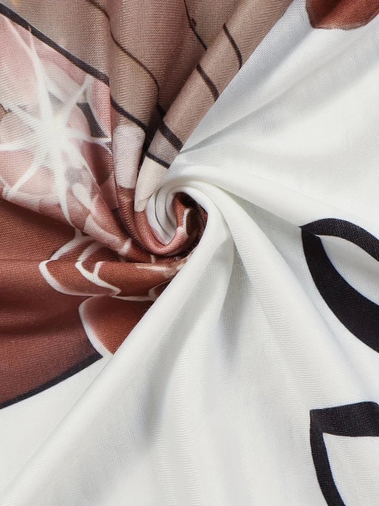 Vestido plus size com estampa gráfica e letras, vestido casual de manga curta com gola redonda, roupas femininas plus size