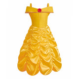 Children Princess Costume Kids Halloween Carnival Beauty Beast Birthday Party Clothes Girl Yellow Belle Cosplay Dress Up