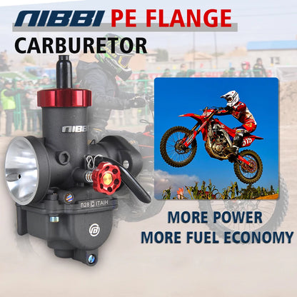 NIBBI PE19mm/PE22mm/PE24mm/PE26mm/PE28mm Flange Carburetor for Motorcycle 2T 4T GY6 Engine 100cc-250ccATV Yamaha Racing Pitbike