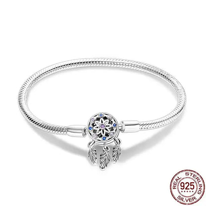 Original 925 Silver Bracelet Snake Chain 17-20 Evil Eye Heart Star Zircon For Charms Beads Pendant Anniversary Jewelry Making Gifts 