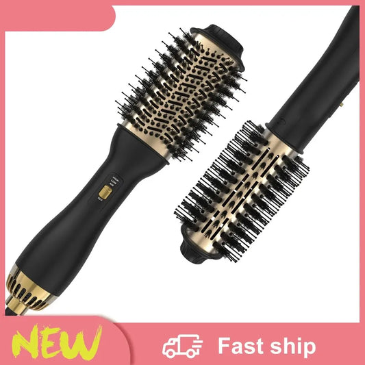 LISAPRO - Cepillo secador y voluminizador de cabello elegante en negro y dorado, con aire caliente de un solo paso 2.0 para secar, alisar y dar volumen.