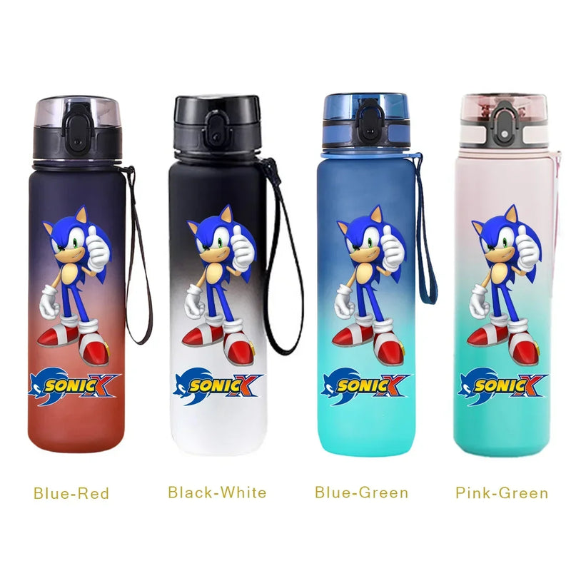 650ML Sonic Hedgehog Sport Water Bottle Large Capacity Cartoon Portable Plastic Water Bottle Drinking Cup Student Birthday Gifts