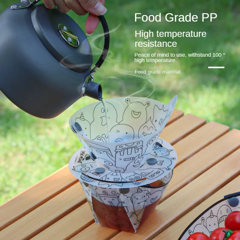 Outdoor Lightweight Folding Tableware Portable Bowl Dinner Plate Coffee Filter Funnel Water Cup Multi-purpose Camping Tableware