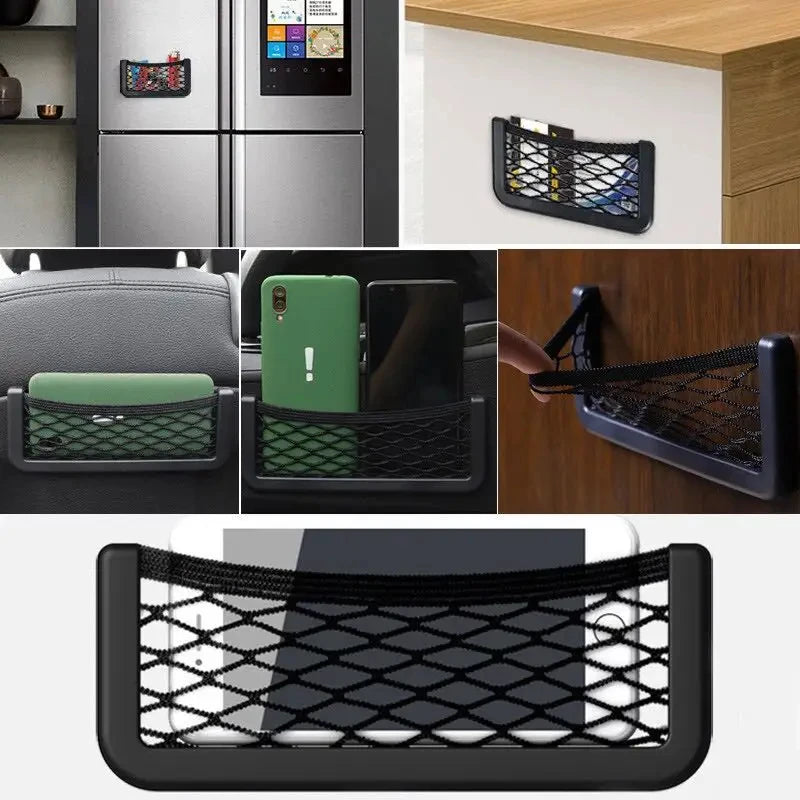 Auto Seat Side Interior Back Sundries Pocket Mesh Storage Bag Phone Net Pocket Holder Car Storage Bag Elastic Flexible Nets