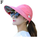Fashion Women's Ladies Summer Vacation Wide Brim Foldable Sun Hat Anti-UV Beach Visor Caps Casual Hats