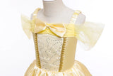 Girls Belle Cosplay Costumes Girls Dresses for Beauty Kids Party Clothing Magic Stick Crown Children Yellow Dress and The Beast