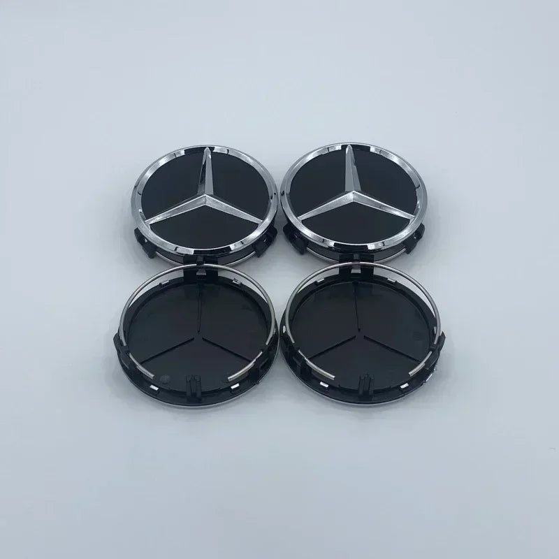 4Pcs/set 75MM/60MM Car Wheel Center Hub Cap Covers For Mercedes Benz  Black Badge Rim Cover Auto Style Decorate Accessories
