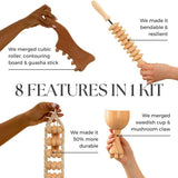 1/2/3/4Pcs Wood Therapy Massage Tools,Wooden Massager Kit for Body Shaping, Lymphatic Drainage,Muscle Pain Relief,Anti-Cellulite