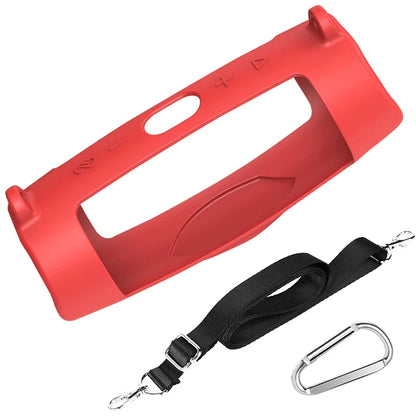 Newest Bluetooth Speaker Case Soft Silicone Cover Skin With Strap Carabiner for JBL Charge 5 Wireless Bluetooth Speaker Bag