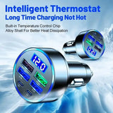 300W PD Car Charger 6 Ports Fast Charging QC3.0 USB C Car Phone Charger Type C Adapter Dual PD Super Fast with Digital Display