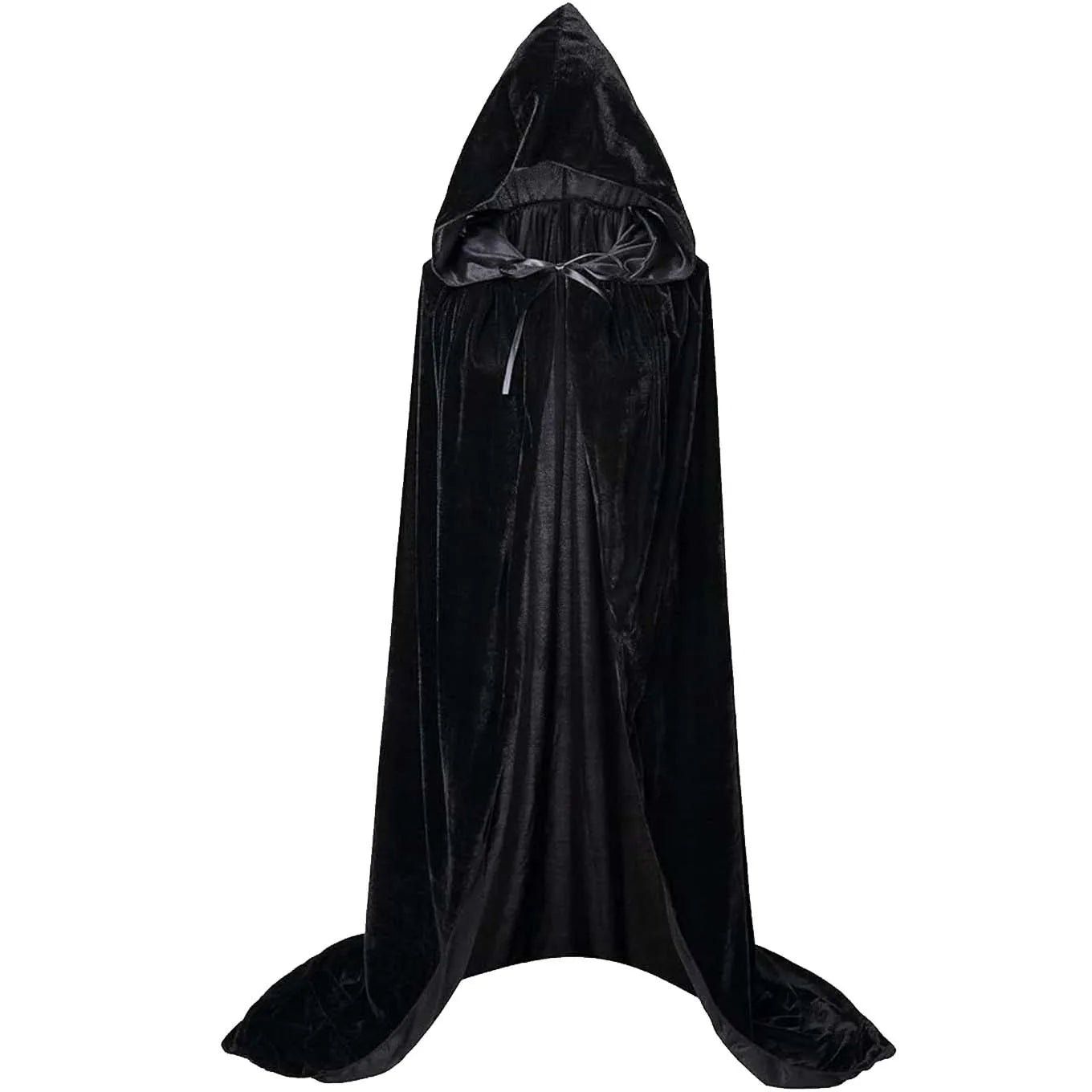 Capa de Veludo Unissex Estilo Ceifador com Capuz – Ideal para Halloween, Natal e Cosplay (Diabo, Bruxa, Mago ou Medieval)