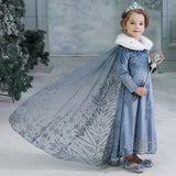 Vestido da Elsa para Menina – Fantasia de Princesa para Festa de Aniversário e Inverno, Cosplay de Frozen, Vestido de Manga Longa – Rainha da Neve