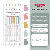 New Zebra Mildliner Highlighter Pastel Full Set 5 Colors Set Marker Pen Double Ended Art Stationery Supply for Drawing Painting