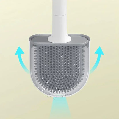 Wall Mounted Toilet Brush Replacement Long Handled Silicone Toilet Brushes Quick Drying Soft Bristles Toilet Bidet Bathroom Set