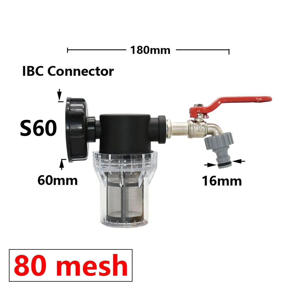 1/2 3/4 1 Inch Watering Filter For IBC Tank Tap Adapter S60 Ton Barrel Joint Garden Irrigation Aquarium Pump Water Gun Strainer