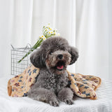 Soft Fluffy High Quality Pet Blanket Flannel Dog Sleeping Blanket Paw Print Pattern Pet Mat Warm Comfortable Blanket for Cat Dog
