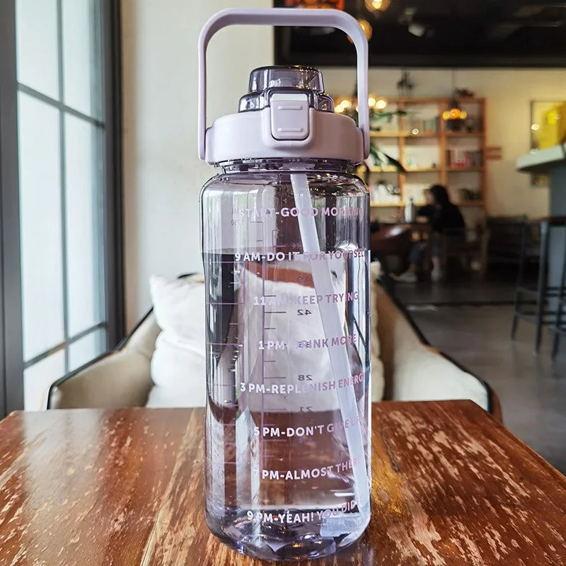 2025 Spring/Summer 2L Large Capacity Outdoor Plastic Bouncing Straw Sports Water Bottle Leak-proof Portable Refill Cups