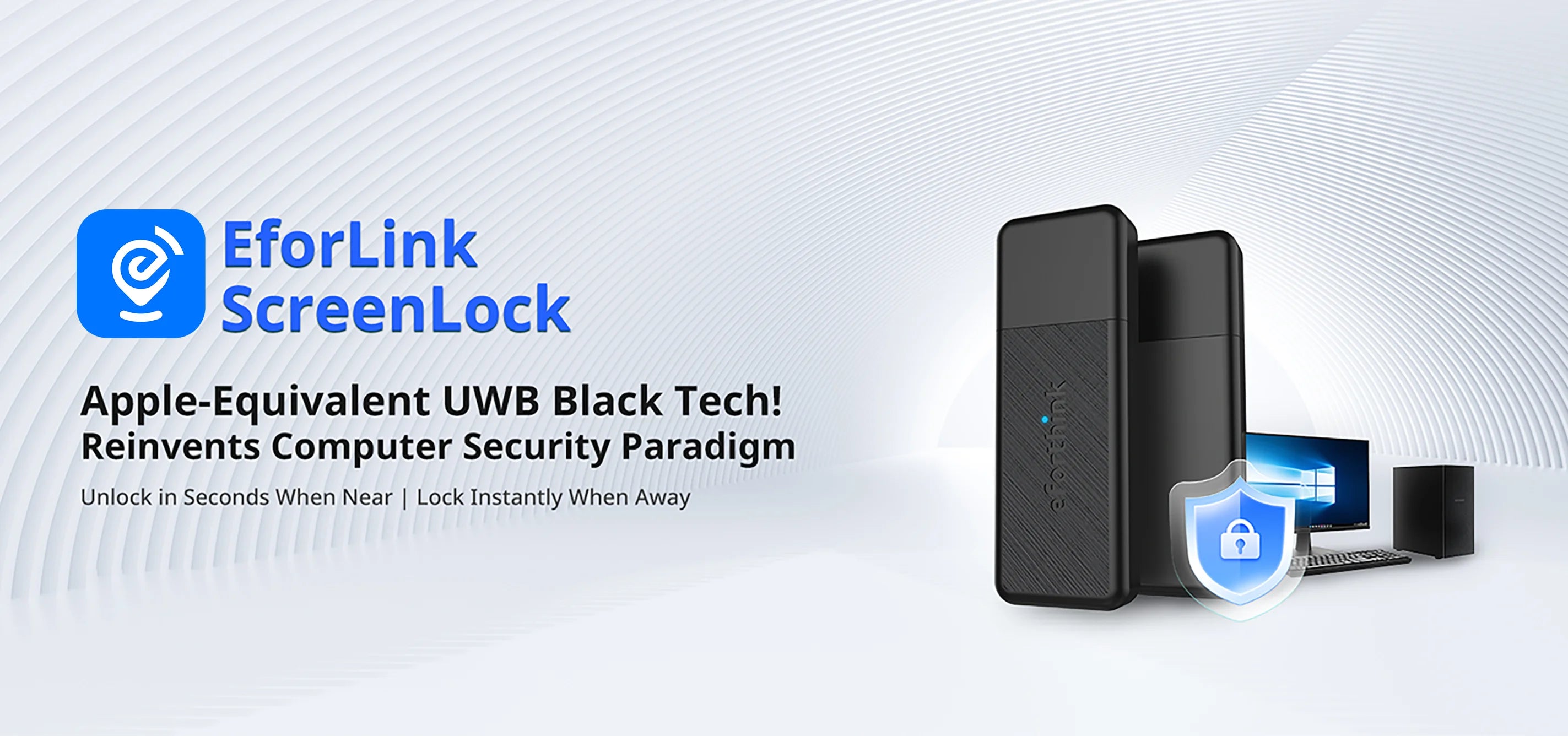 EforLink Computer Touchless ScreenLock, Automatic Locking, UWB High-Precision Ranging, USB Security Key, Windows Security Key
