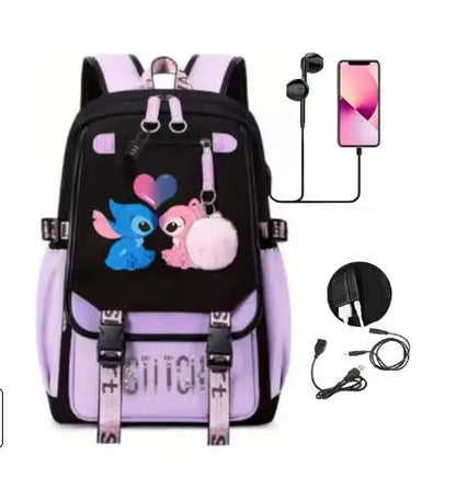 Mochila gruesa de Disney con dibujos animados de Stitch para niños, minimochila deportiva, moderna y bonita, ideal como regalo de alta calidad.
