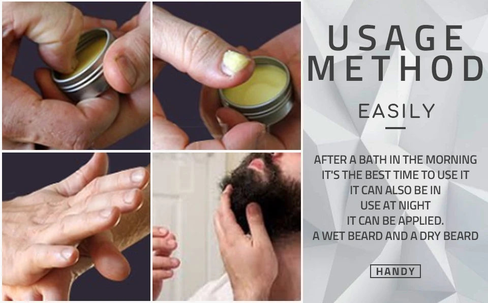 Natural Beard Balm Wax Beard Growth Oil for Men Moisturizing Smoothing Beard Styling Professional Care Cream Skin Care