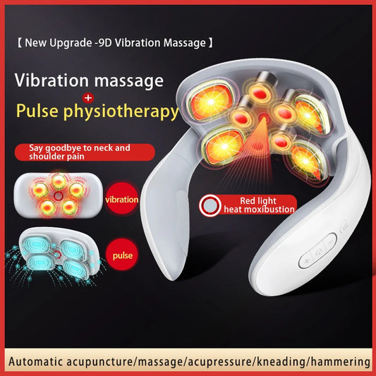 Masajeador de cuello inteligente, portátil, para hombros, cuello y vértebras cervicales, vibrador, compresa térmica, para el cuidado de la salud.