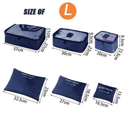 Large Size Travel Organizer Portable Suitcase Clothes Shoes Makeup Bag Luggage Storage Bag 6 Pcs 