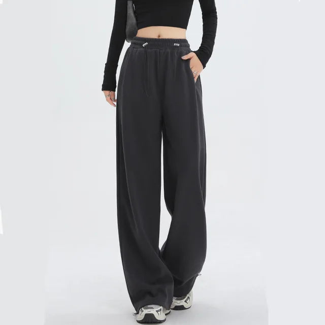 2022 Spring Summer Women Elastic Waist Straight Pants Casual Long Cargo Trousers 